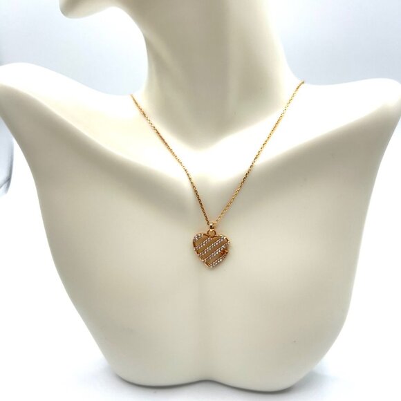 Michael Kors 14K Sterling Silver Open Heart Necklace in Gold-Tone MSRP $150 NWT - Picture 1 of 6
